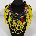 thumbnail image 2 of Ankara African Handmade Ankara Bead Button Bib Necklace Neckpiece Choker Necklaces for Women, 2 of 5