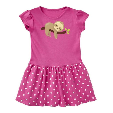 

Inktastic Cute Sloth Sleeping On Tree Branch Lazy Sloth Gift Baby Girl Dress