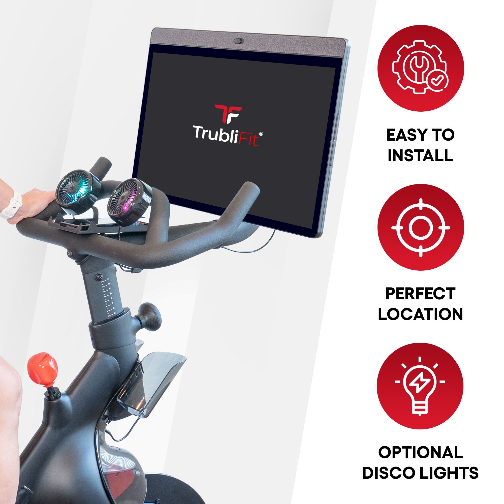 Dual Bike Fans with Phone Tray for Peloton Bike - All-Metal Phone Holder - No Batteries Required - Accessories for Peloton Bike - Compatible with Cross Training Bike