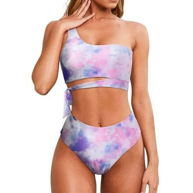 Trajes de baño Amzcrzy Tankini para mujer, trajes de baño, trajes de baño, bikini con control de abdomen, traje de baño con cordones para mujer + bañador y bikini dividido de moda, rosa, 2XL