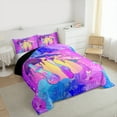 thumbnail image 3 of Manfei Neon Mushroom Bedding Comforter Set,Boho bohemian Style Twin Comforter Sets,Purple Pink Blue Bedding Set For Girl,Luxury Bedroom Decor Reversible,2pcs, 3 of 8