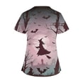 thumbnail image 5 of Tops Cortos para las Mujeres, Halloween Impreso en Cuello en V con Bolsillo, Moda Casual Manga Corta, 5 of 5