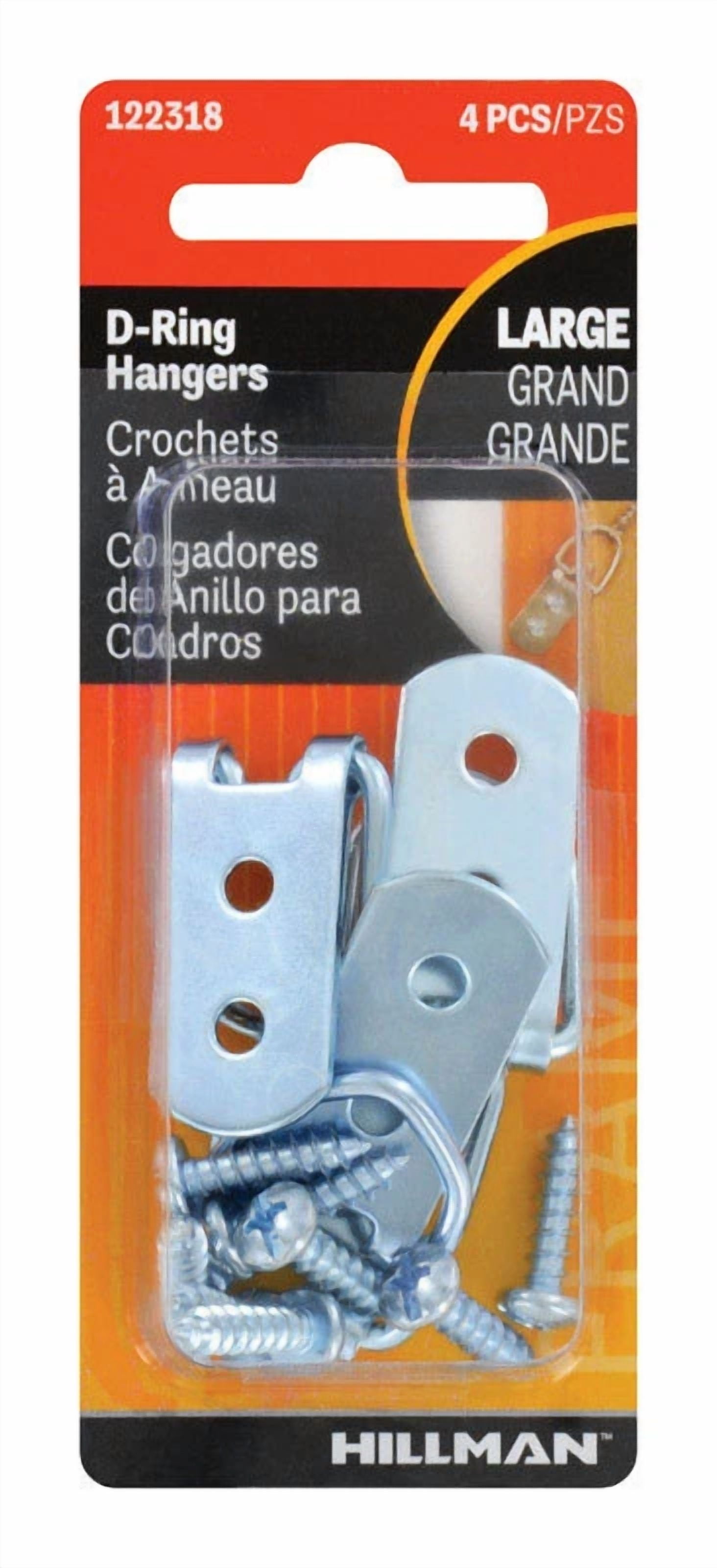 Hillman Anchorwire 1 Lb Steel Large D-Ring Wall Picture Mirror Hanger 4Pk 122318