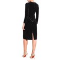 thumbnail image 3 of Vestido de fiesta de corte para mujer INSPIRE CHIC, cuello redondo, manga larga, vestido de terciopelo ajustado, color negro M, 3 of 5