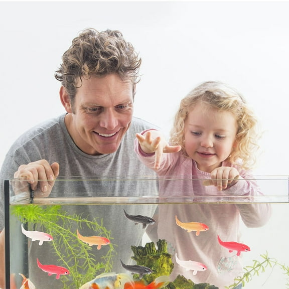 OUNONA Assorted Color Small Plastic Fish Figurines for Decoration Mini Fish Tank Ornament 1:12 Scale 10pcs