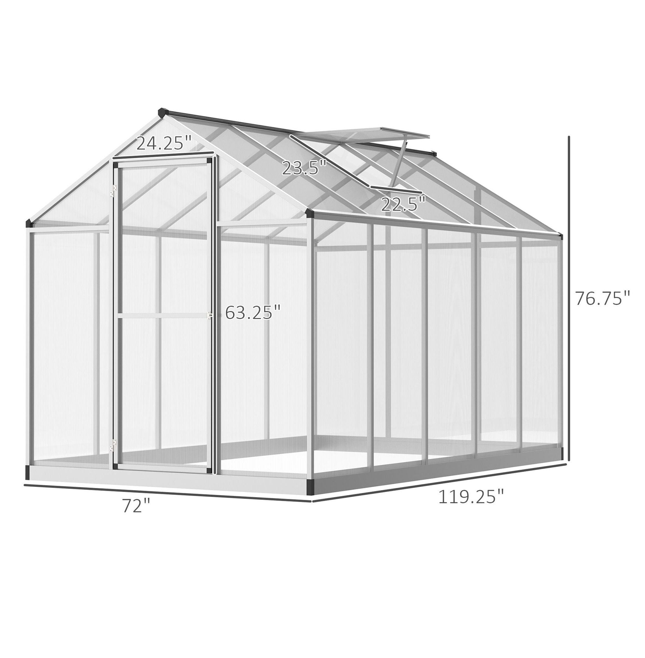Walk-In Greenhouse - 10'x6' Polycarbonate Greenhouse for Winter - Plant Protector for Vegetables, Flowers, Herbs - UV Protection & Ventilation