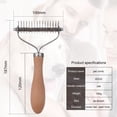 thumbnail image 3 of Undercoat Rake Stainless Steel Two Sided Dog Dematting Comb Pet Grooming Brush, 3 of 10