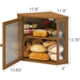 thumbnail image 4 of Corner Bread Box for Kitchen Counter, Bamboo Wood Large Capacity Bread Storage Bin with Acrylic Wavy Door Panel (Brown, Meduim), 4 of 14