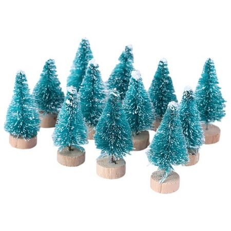 

KARLSITEK 12Pcs Miniature Christmas Trees with Wooden Bases Desktop Pine Tree Artificial Christmas Trees for Christmas Home Party Decor