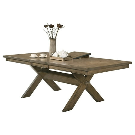 Roundhill Furniture Raven Cross-Buck Dining Table with Butterfly Leaf