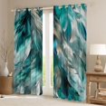 thumbnail image 2 of Manfei Feather Black Out Curtains,Modern Art Curtains Pack of 2 (42x63 Each),Cyan White Bedroom Curtains For Teens,Super Cozy Room Decor, 2 of 6