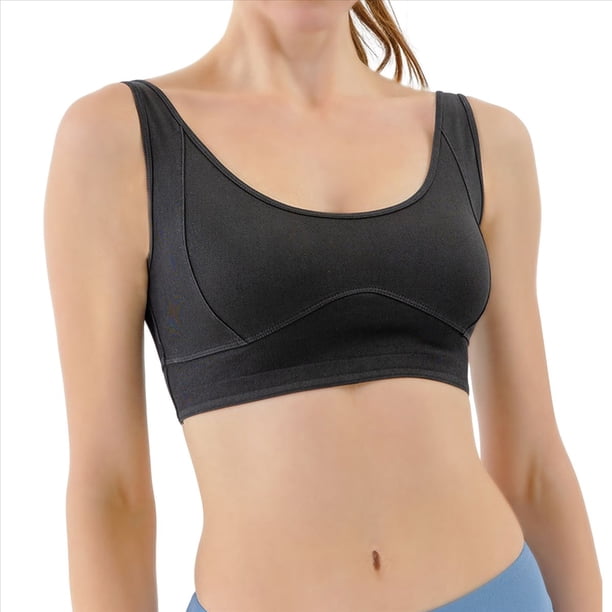 Chaleco Vaquero Ajustado y Corto para Mujer, Elástico, con Cuello Redondo, Tipo Jersey, Sujetador Deportivo, Camiseta Sin Mangas Negro XXL