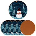 thumbnail image 2 of Christmas 6Pcs Round Microfiber Leather Car Coasters, 11x11 cm/4.3x4.3 in Size, Cup Holder Mat for Drinks, Absorbent Car Accessories, 2 of 6
