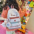 thumbnail image 2 of Mochila Kawaii con peluche y monedero, mochila escolar Harajuku, mochila estética gótica pastel para niñas adolescentes (blanco), 2 of 5