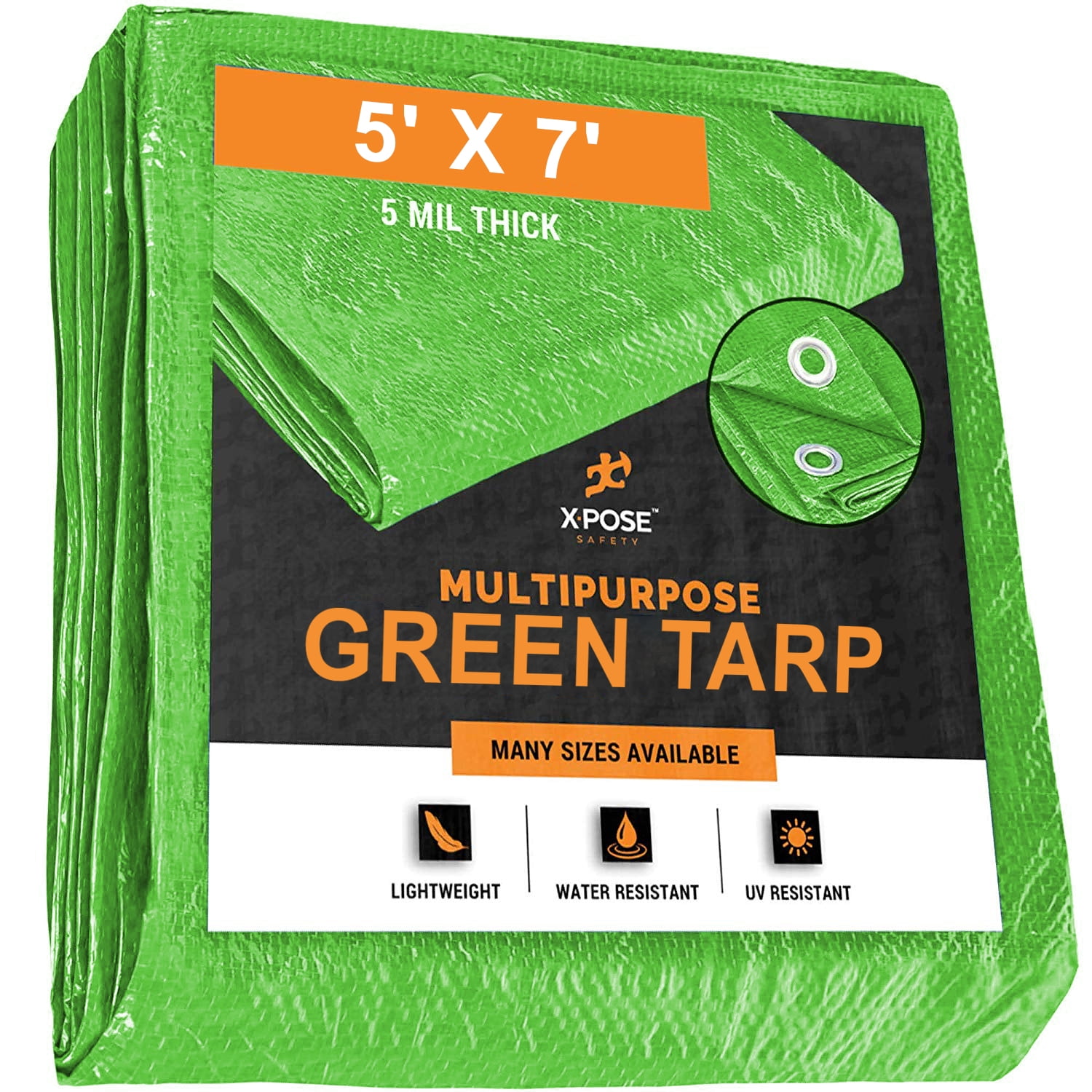 Xpose Safety Multipurpose Protective Cover Green Poly Tarp 5' x 7