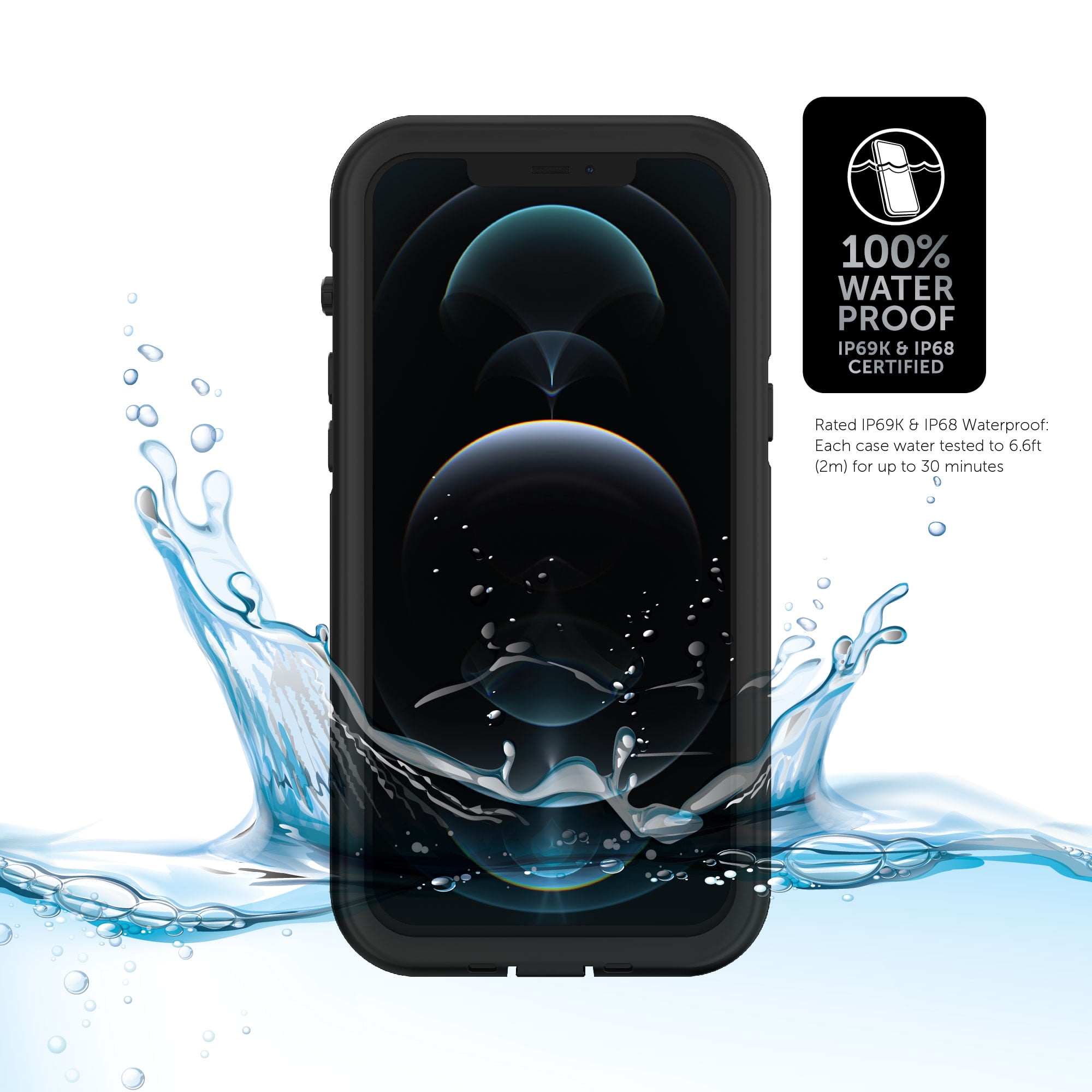 Body Glove Tidal Waterproof Phone Case for iPhone 12 Pro Max - Black/Clear
