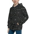 thumbnail image 2 of Kll Unisex Kids Boys Girls Hooded Pocket Pullover Hoodies-Spider Web Black, 2 of 9