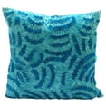 thumbnail image 1 of Pillow Sham Cover, Decorative Blue Euro Size Pillow Shams 26x26 inch (65x65 cm), Silk Euro Pillow Cases, Abstract, Wave, Ribbon Embroidery, Mediterranean Euro Sham - Aqua Ripples, 1 of 4