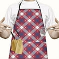 thumbnail image 2 of Red Blue White Star Plaid Checkered Pattern Apron-Garden Aprons for Women with Pockets-Cotton Linen Waterproof Kitchen Cooking Gardening Aprons Adjustable for Kitchen,Cooking,BBQ and Salon 33x27 Inch, 2 of 7