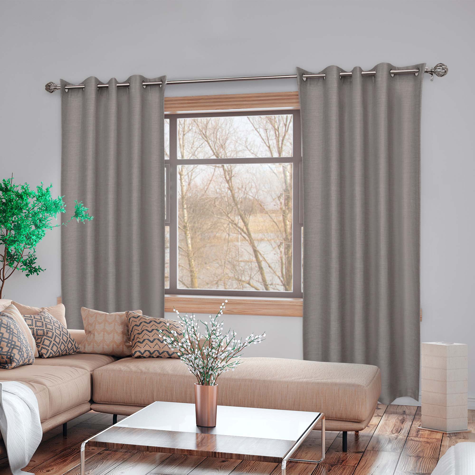 1" Single Curtain Rod Set with Decorative Cage finials