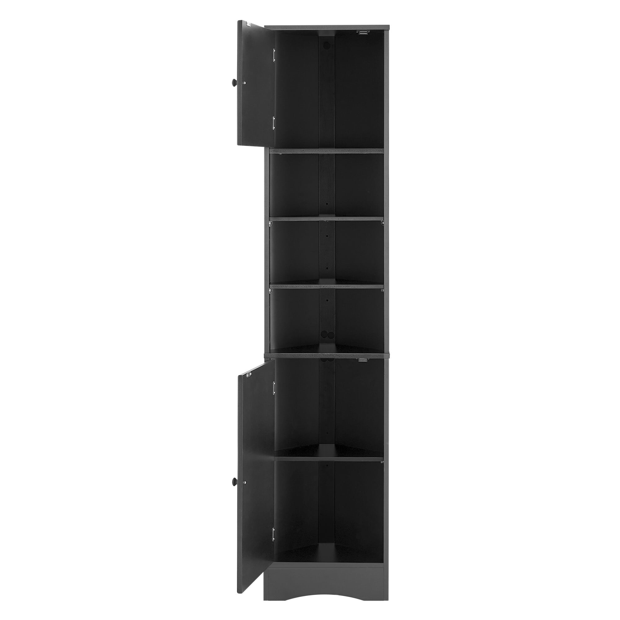 AENKYO 66.9" Corner Bathroom Cabinet with Adjustable Shelves, Tall Space-Saving Organizer for Bathrooms, Black