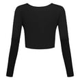 thumbnail image 4 of DuoJiaJ Women's V Neck Long Sleeve Slim Fitted Crop Tops Soft Layering Basic Shirt Black L, 4 of 4