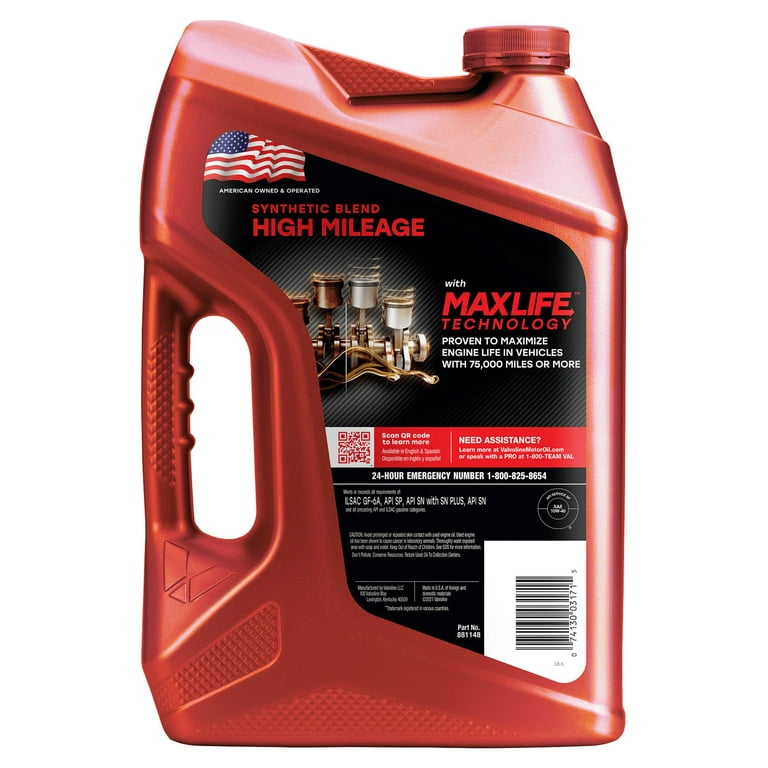 Valvoline MaxLife High Mileage 10W-40 Synthetic Blend Motor Oil 5 QT