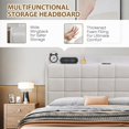 thumbnail image 5 of Origeture Full Size Bed Frame with USB & Type-C Ports, Full Platform Bed Frame with Wingback Storage Headboard, Velvet Upholstered, Heavy Duty Wood Slats, Easy Assembly, No Box Spring Needed, Beige, 5 of 7