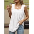 thumbnail image 6 of Ruffled Square Collar Tank Top Women Striped Tank Tee Summer Casual Loose Fit Sleeveless Shirt White XXL, 6 of 9