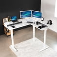 thumbnail image 4 of VIVO 2-Tier Electric 63" x 55" Corner Desk, White Table Top, White Frame, 4 of 9