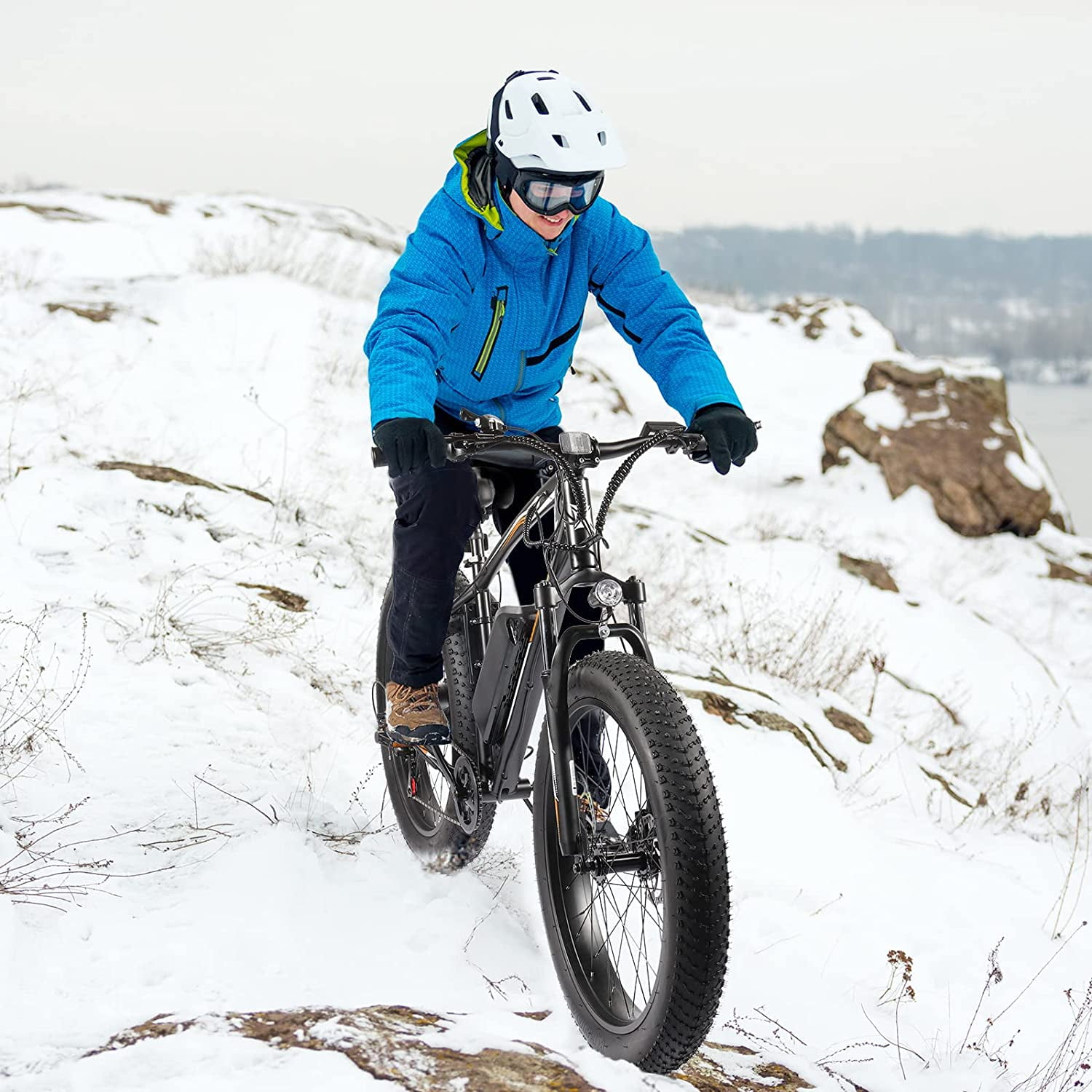 PEXMOR Electric Bike for Adult, 26" Fat Tire Adult Ebike Electric Bicycle 500W 48V 13AH Removable Battery, 20MPH Electric Mountain Bike Snow Beach E-Bike Suspension Fork Shimano 7 Speed