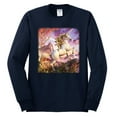 thumbnail image 2 of Unicorn Fanstasy Rainbow Castle Male Long Sleeve Shirt, Navy, Large, 2 of 3