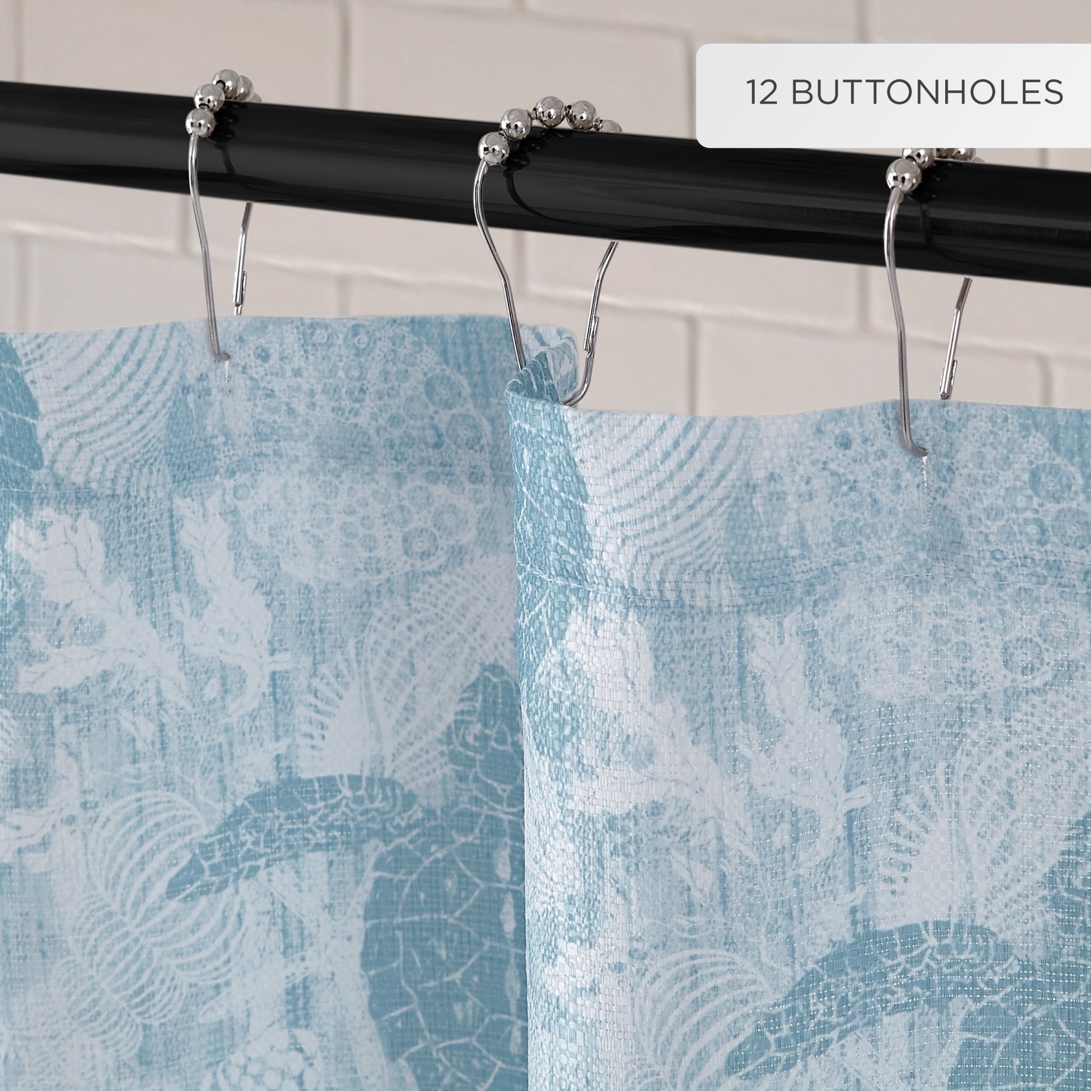 Creative Home Ideas 70" x 72" Fabric Bathroom Shower Curtain, Poseidon Blue