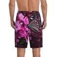 thumbnail image 4 of Lsque Pink Blossoms Butterfly Mens Sleep Pajama Shorts,Short Pajama Pants, Cotton Ultra-Soft Knit-Large, 4 of 9