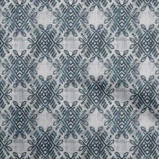 oneOone Rayon Teal Blue Fabric Geometric Sewing Material Print Fabric By The Yard 56 Inch Wide