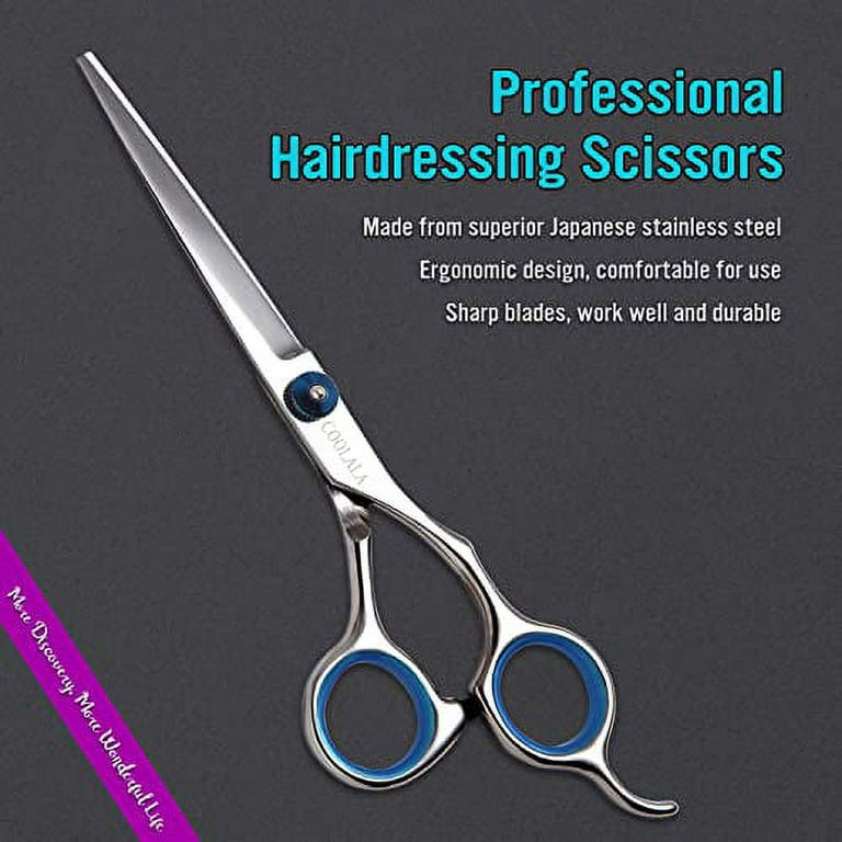 COOLALA Stainless Steel Hair Cutting Scissors 6.5 Inch Hairdressing Razor  Shears Professional Salon Barber Haircut Scissors, One Comb Included, Home