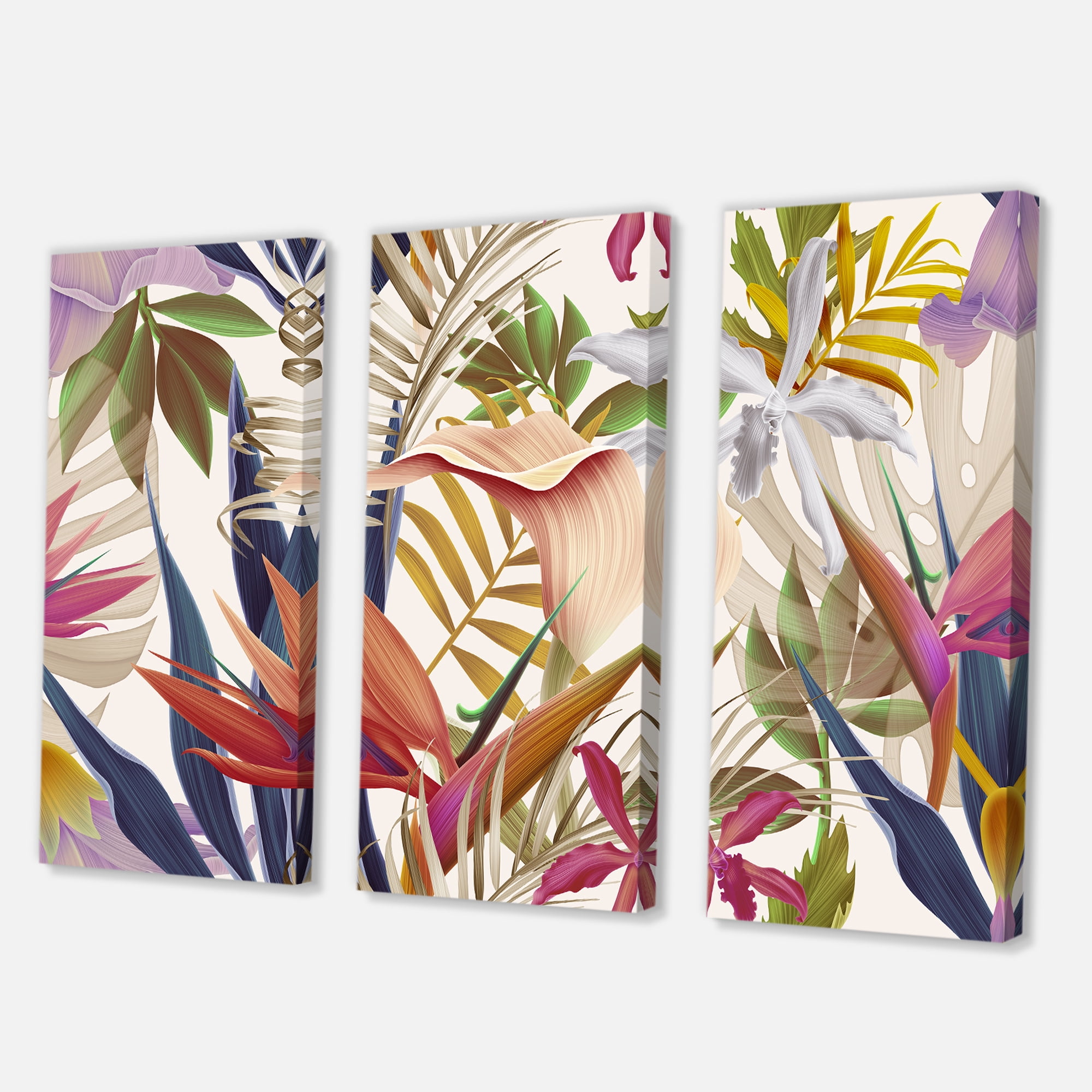 Designart ' VIntage Tropical Flowers VIII ' Tropical Canvas Wall Art Print