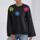 thumbnail image 5 of Suéter de cuello redondo para mujer, informal, con estampado de color sólido, cuello redondo, moda, manga larga, suéter, tops acrílicos para mujer, 5 of 6
