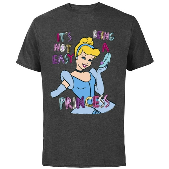 Disney Princess Cinderella Not Easy Being a Princess T-Shirt - Short Sleeve Cotton T-Shirt for Adults - Customized-Charcoal Heather