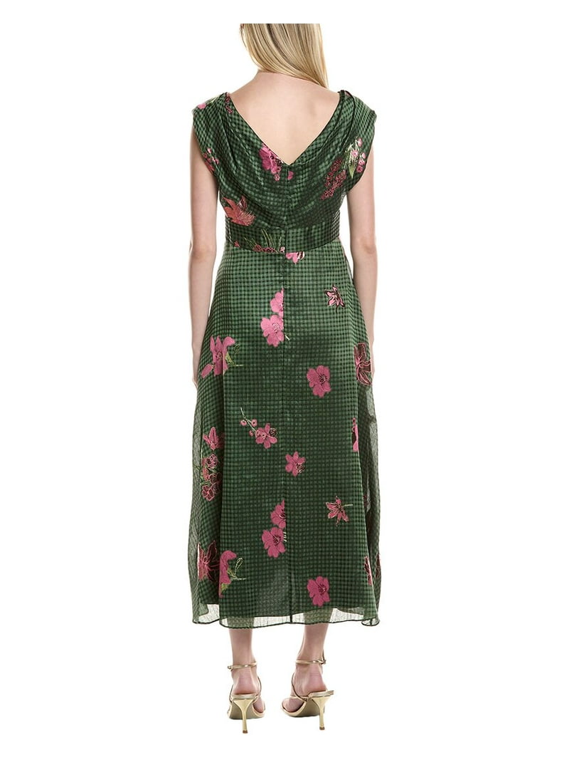 Lela Rose Linen & Silk-Blend Off-The-Shoulder Dress, Green / 0