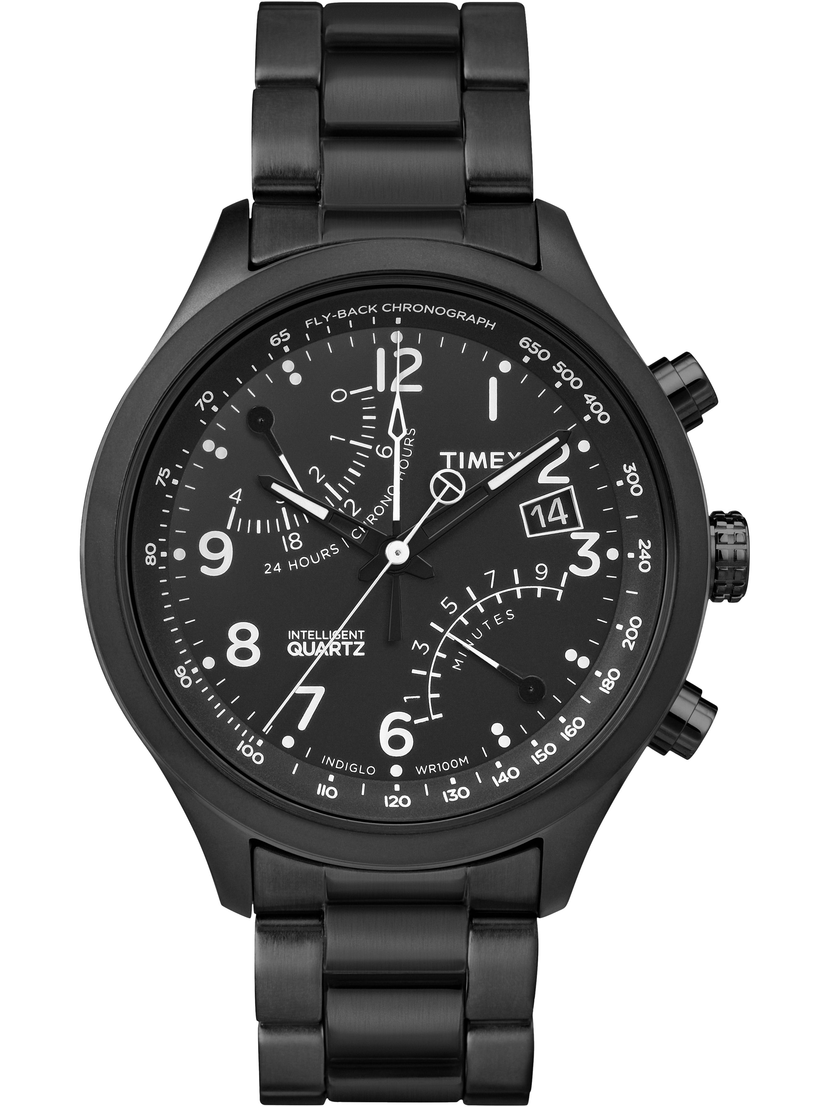 Timex - Men's Intelligent Quartz Fly-Back Chronograph Black Watch ...