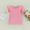 thumbnail image 2 of Toddler Newborn Baby Girl Short Flying Sleeve T Shirts Cotton Tee Tops Candy Color Shirt Summer Clothes 0-4 T, 2 of 7
