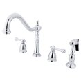 thumbnail image 1 of Kingston Brass KB1791BLBS 8 Inch -18 Inch Wide Spread Kitchen Faucet With Side Sprayer - Polished Chrome, 1 of 2