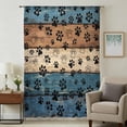thumbnail image 2 of Navy Blue Brown Semi Sheer Curtains Drapes for Living Room, Bedroom, French Doors Window 63 Inches Long, Rustic Farmhouse Dog Paw Vintage Rod Pocket Chiffon Curtain Drapery Voile Draperies Panel, 2 of 8