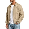 thumbnail image 5 of XUNKUSGA Men's Lightweight Jackets Classic Solid Color Collared Zip Up Jackets for Men Casual Long Sleeve Ribbed Cuff windbreaker jacket Golf Windproof Coat with Zipper Pockets Beige S, 5 of 9