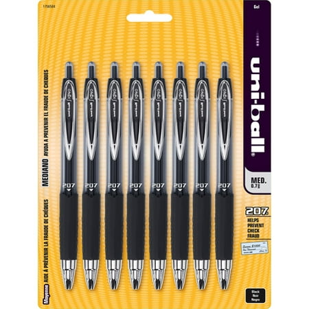 uni-ball 207 Retractable Gel Pens, Medium Point, 0.7mm, Black, 8 Count ...
