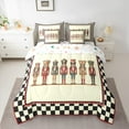 thumbnail image 2 of jejeloiu Merry Christmas Bedding Comforter Set 7 Pieces,Xmas Nutcracker Soldier Full Bedding Set,Beige Black Plaid Fitted Sheet Flat Sheet For Child,Breathable Home Decor Reversible, 2 of 8