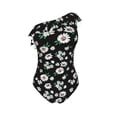 thumbnail image 5 of Wukai Daisies Flowers Chic One Shoulder Swimwear with Ruffle Design and Tummy Control Skirt: Fashionable, Supportive, Comfortable for Beach-Large, 5 of 7