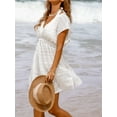 thumbnail image 6 of Cupshe Women's Swim Cover Up Dress V Neck Textured Striped Short Sleeve Cover Ups Casual Beach Summer, Size XS-XL, 6 of 6
