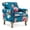 Dark Blue with Muticolor, variant on Ktaxon Floral Print Velvet Accent Chair with Lumbar Pillow, Upholstered Club Chair with Rubber Wood Legs, Living Room Armchair for Bedroom Reading Corner Beige